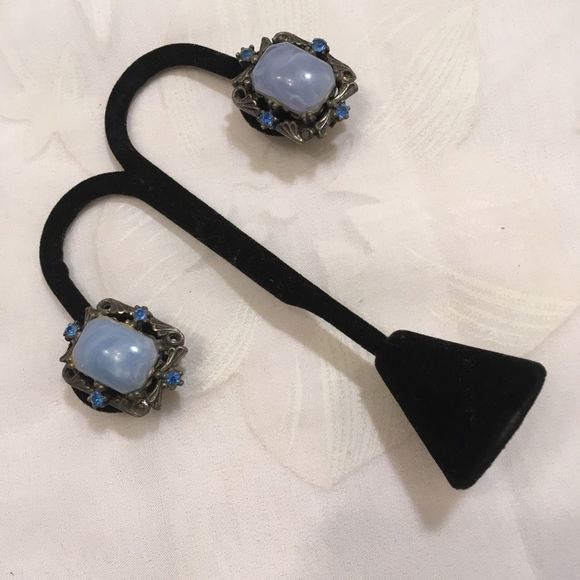 Vintage Blue Moonstone In Pot Metal Set - Picture 5 of 9